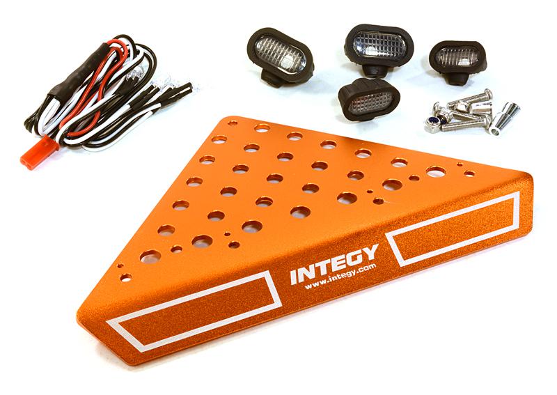 C27027ORANGE Roof Top Alloy Armor Protection Plate w/ Lights for 1/10 Scale Crawler (W=148mm) - Image 1