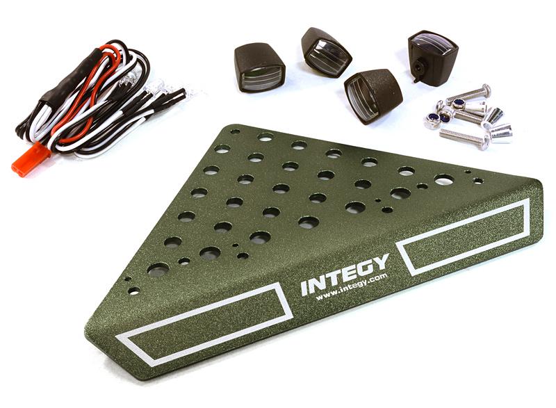 C27028GUN Roof Top Alloy Armor Protection Plate w/ Lights for 1/10 Scale Crawler (W=148mm) - Image 1