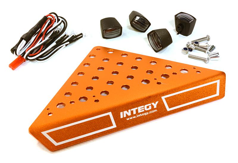 C27028ORANGE Roof Top Alloy Armor Protection Plate w/ Lights for 1/10 Scale Crawler (W=148mm) - Image 1