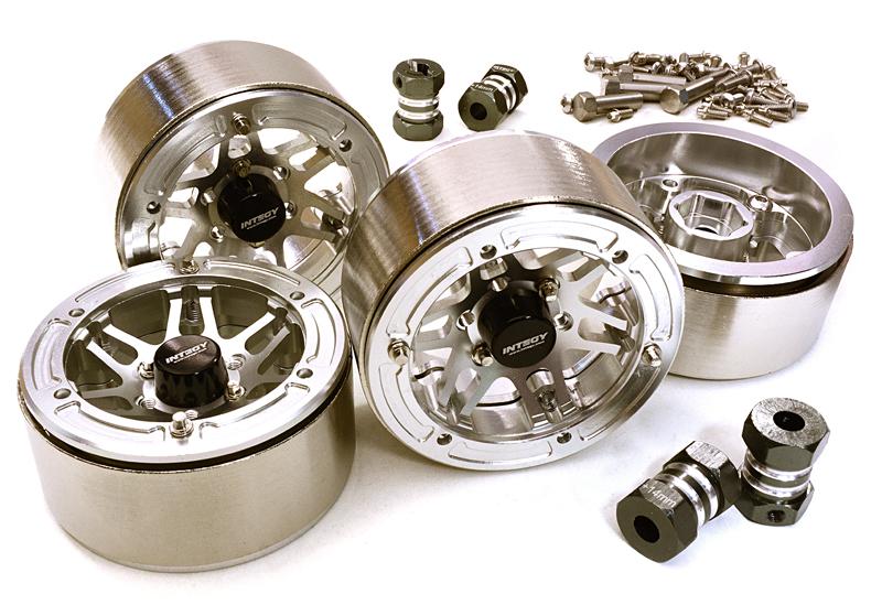 C27031SILVER 1.9 Size Machined High Mass Wheel (4) w/14mm Offset Hubs for 1/10 Scale Crawler - Image 1