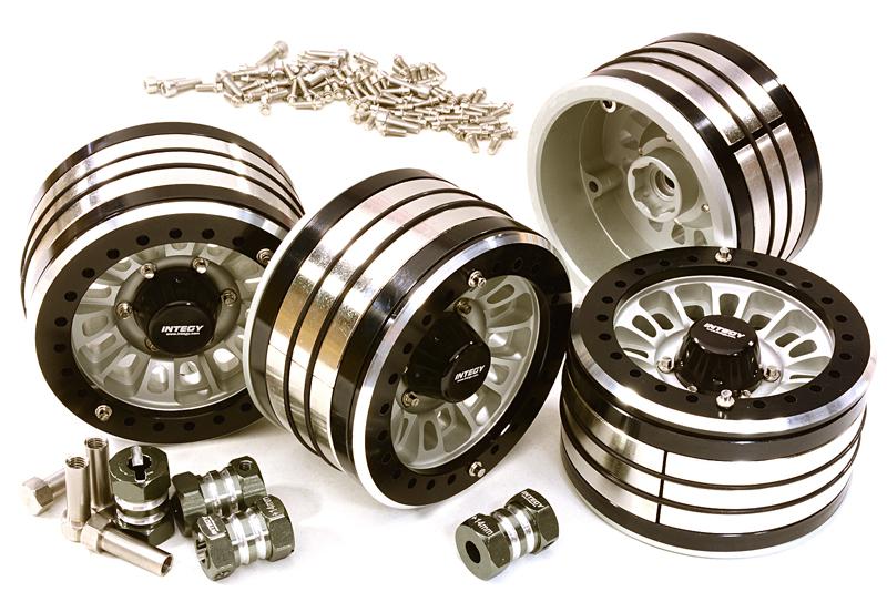C27035HARD 2.2x1.5-in. Machined High Mass Wheel (4) w/14mm Offset Hubs for 1/10 Crawler - Image 1