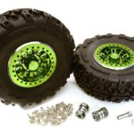 2.2x1.5-in. High Mass Alloy Wheel, Tires & 14mm Offset Hubs for 1/10 Crawler