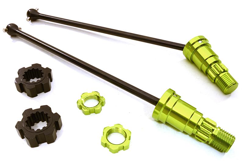 C27070GREEN Universal Drive Shafts w/ Stub Axles (2) for Traxxas X-Maxx 4X4 7750 7751 - Image 1
