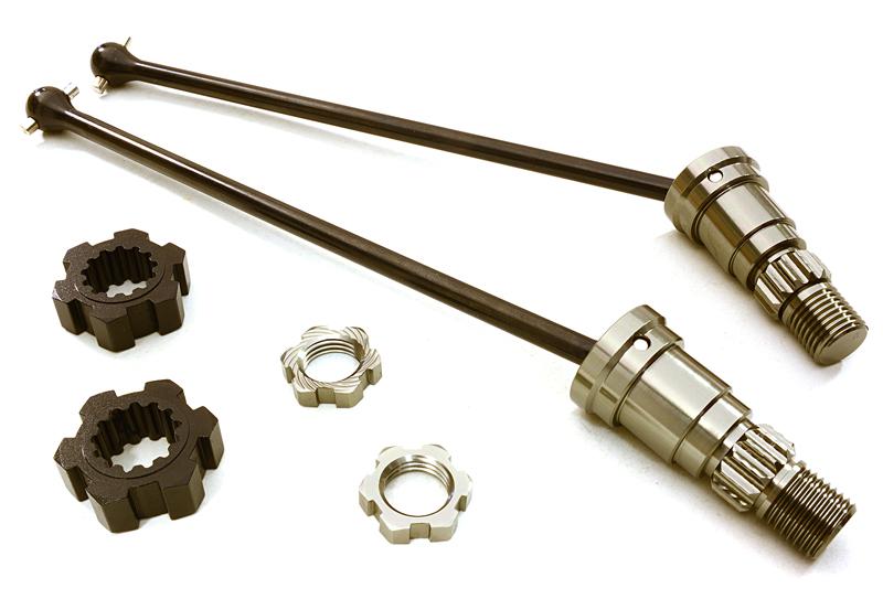 C27070GREY Universal Drive Shafts w/ Stub Axles (2) for Traxxas X-Maxx 4X4 7750 7751 - Image 1