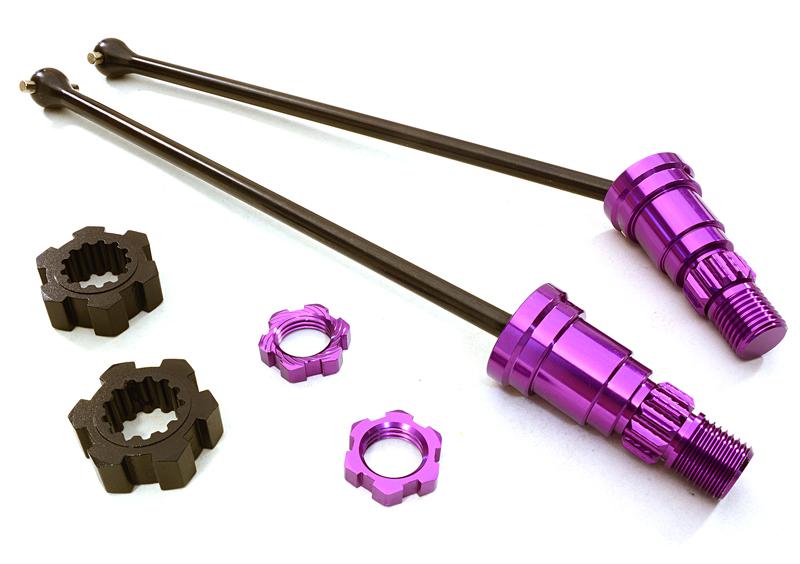 C27070PURPLE Universal Drive Shafts w/ Stub Axles (2) for Traxxas X-Maxx 4X4 7750 7751 - Image 1