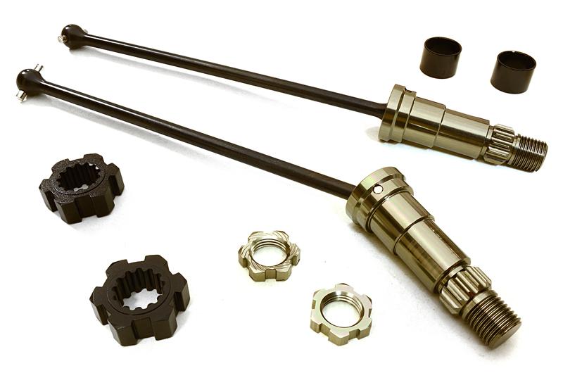 C27071GREY Universal Drive Shafts w/ +6mm Ext. Stub Axles (2) for TRX X-Maxx 4X4 7750 7751 - Image 1