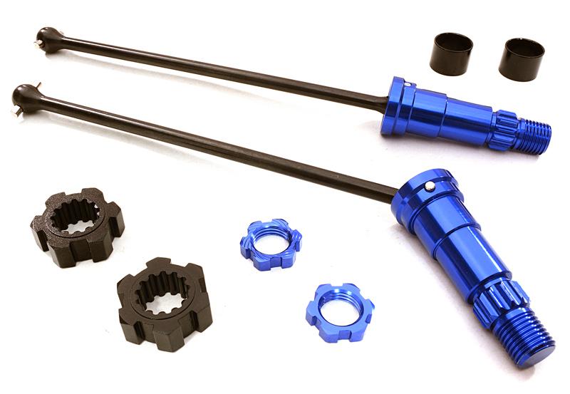 C27072BLUE Universal Drive Shafts w/ +12mm Ext. Stub Axles (2) for TRX X-Maxx 4X4 7750 7751 - Image 1