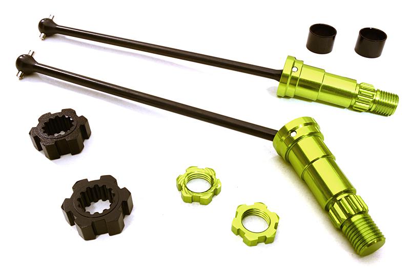 C27072GREEN Universal Drive Shafts w/ +12mm Ext. Stub Axles (2) for TRX X-Maxx 4X4 7750 7751 - Image 1