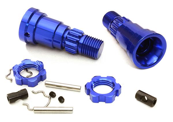 C27095BLUE Billet Machined +0mm Ext. Stub Axles for C27070, C27071 & C27072 - Image 1