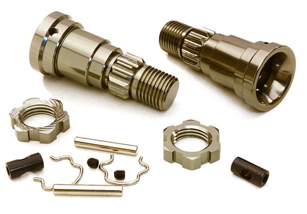 C27095GREY Billet Machined +0mm Ext. Stub Axles for C27070, C27071 & C27072 - Image 1