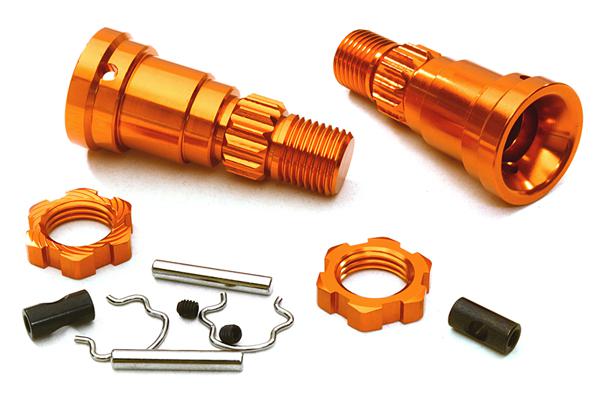 C27095ORANGE Billet Machined +0mm Ext. Stub Axles for C27070, C27071 & C27072 - Image 1