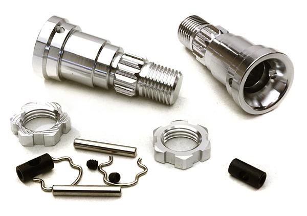 C27095SILVER Billet Machined +0mm Ext. Stub Axles for C27070, C27071 & C27072 - Image 1