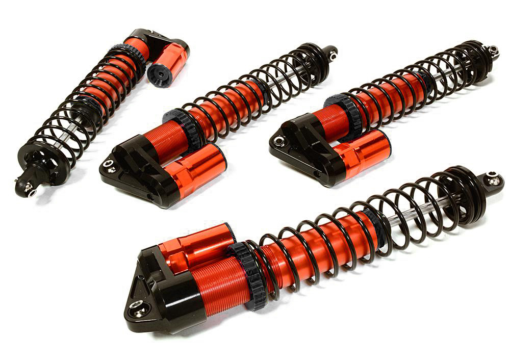 C27097RED Billet Machined Piggyback Shock Set (4) for Traxxas X-Maxx 4X4 7761 - Image 1