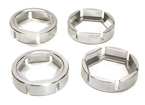 C27098SILVER Machined Wheel Hex Outer Reinforcement Ring Set(4) for Traxxas X-Maxx 4X4 7771 - Image 1