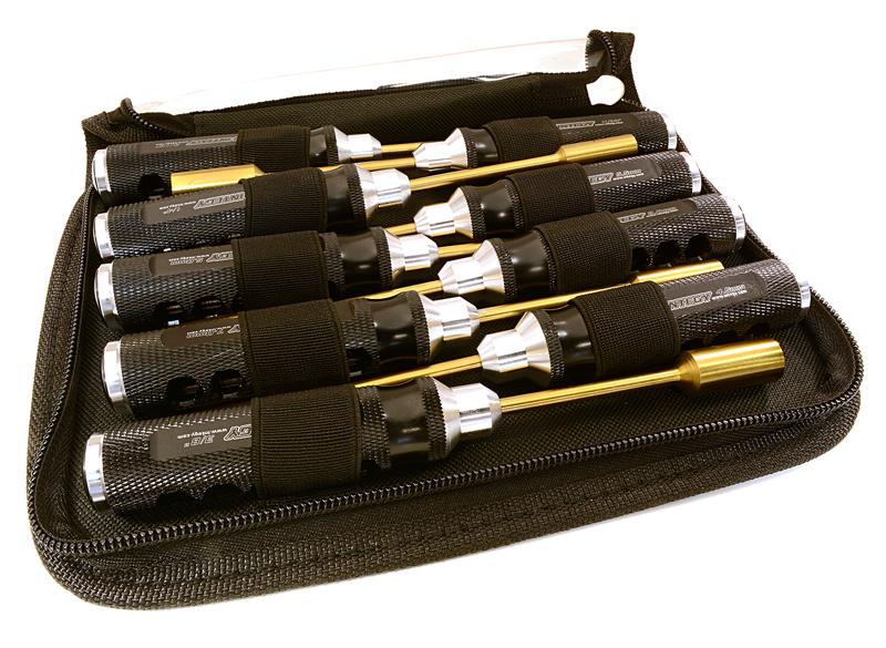 C27110BLACK Professional 9pcs Nut Driver Set w/ 22mm Size Handle & Tool Carrying Bag - Image 1