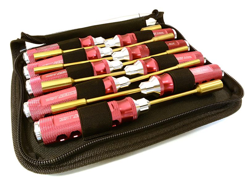 C27110RED Professional 9pcs Nut Driver Set w/ 22mm Size Handle & Tool Carrying Bag - Image 1