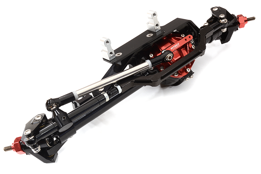 C27114BLACK Billet Machined Complete Front Axle Assembly for Axial 1/10 RR10 Bomber 4WD - Image 1