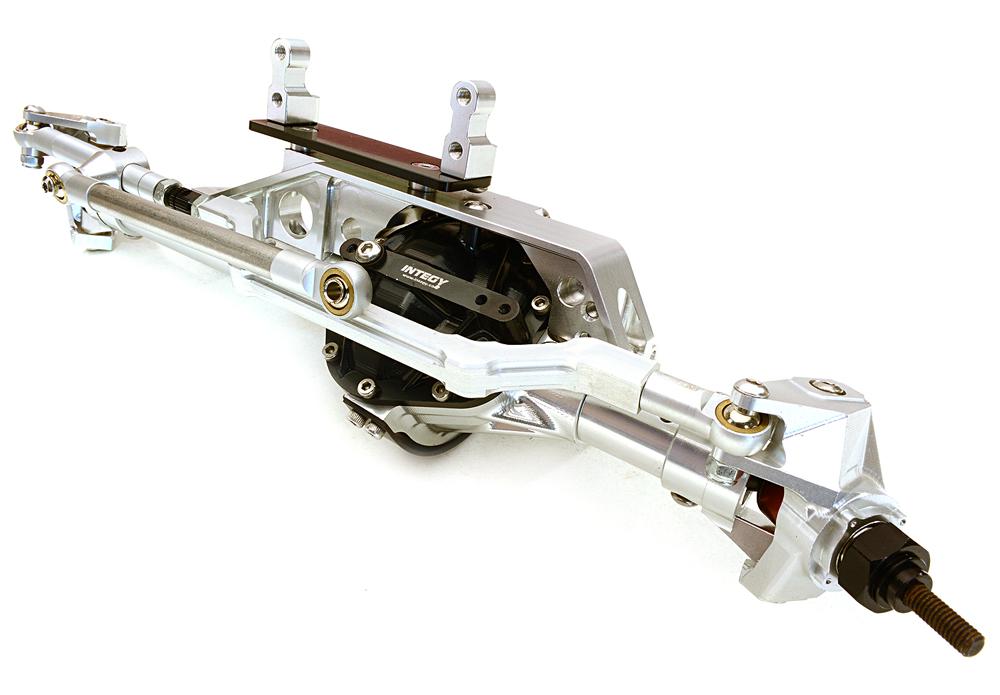 C27114SILVER Billet Machined Complete Front Axle Assembly for Axial 1/10 RR10 Bomber 4WD - Image 1