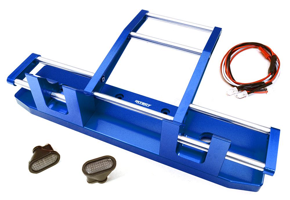 C27117BLUE CNC Alloy Front Bumper w/ LED for Tamiya 1/14 King Hauler & Globe Liner - Image 1