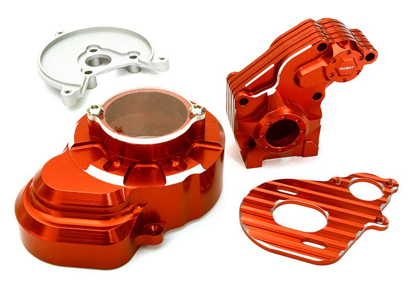 C27120RED Billet Machined Alloy Main Gearbox Housing for Axial 1/10 SCX-10 - Image 1