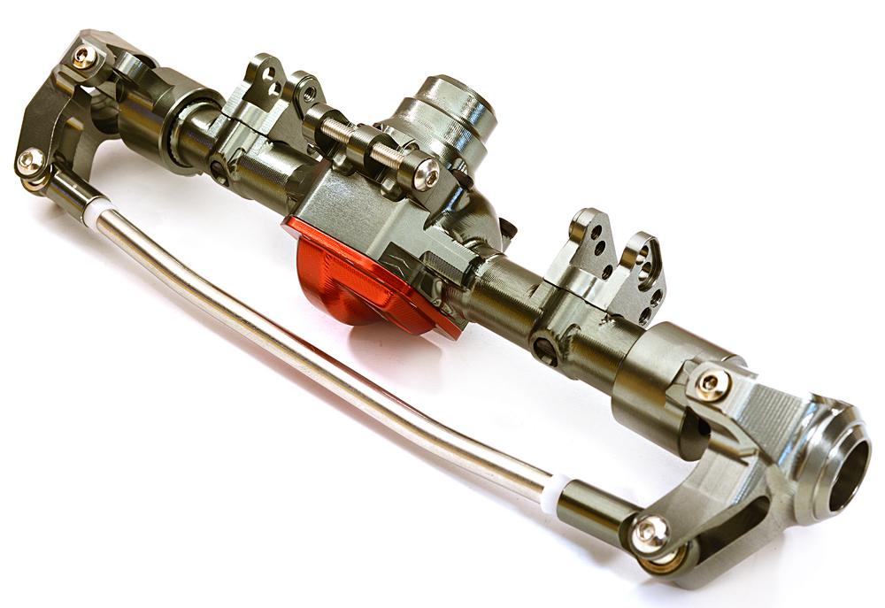 C27151GUNRED Billet Machined Complete Front Axle Housing Assembly for Axial SCX10 II 90046 - Image 1