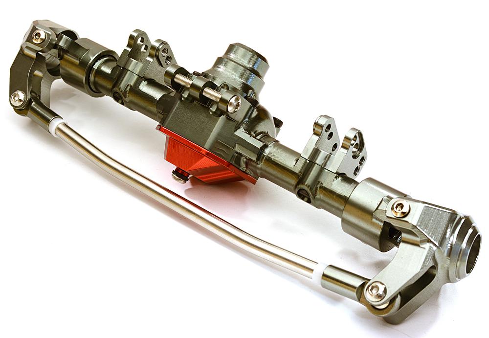 C27152GUNRED Billet Machined Complete Front Axle Housing Assembly for Axial SCX10 II 90046 - Image 1