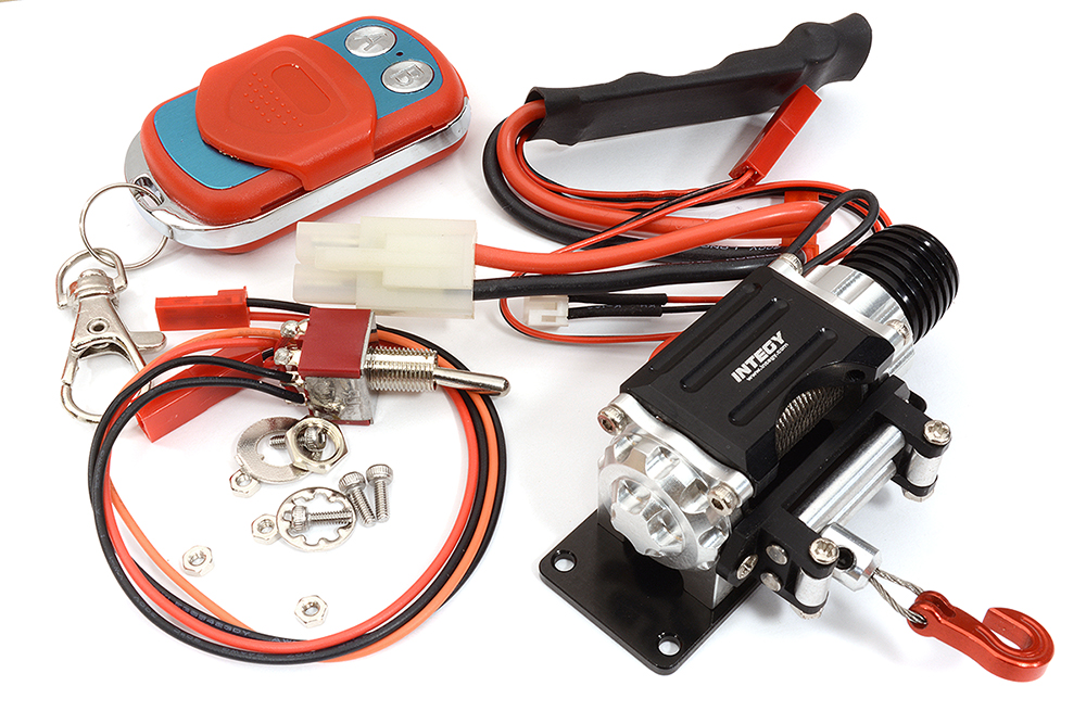 C27160BLACK Billet Machined T3 Realistic Mega Winch w/Wireless Module for 1/10 Scale Crawler - Image 1