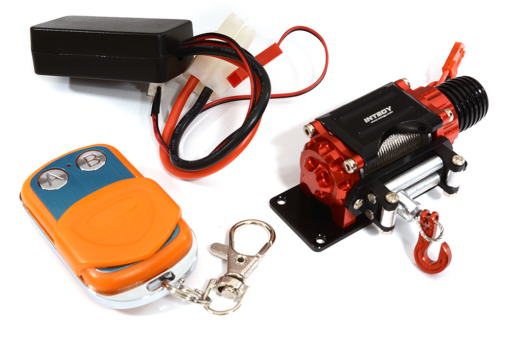 C27160RED Billet Machined T3 Realistic Mega Winch w/Wireless Module for 1/10 Scale Crawler - Image 1