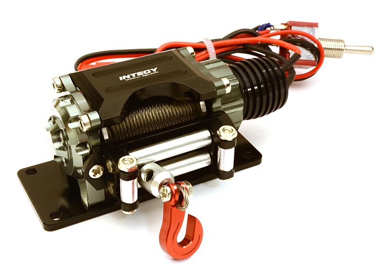 C27161GUN Billet Machined T3 Realistic Mega Winch for Scale Rock Crawler 1/10 Size - Gun - Image 1