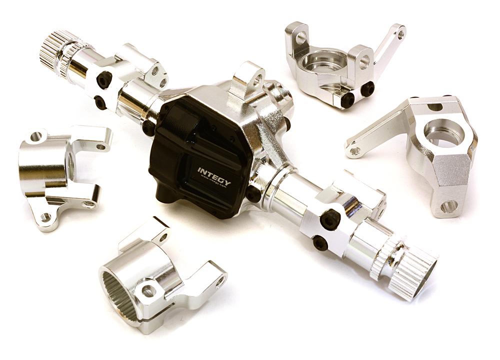 C27168SILVER CNC Machined Front Axle Housing Kit for Axial SCX10 II 90046 Scale Rock Crawler - Image 1