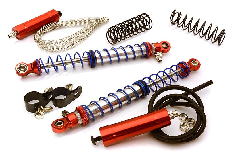 C27230RED Realistic 112mm Off-Road Shocks w/ Remote Reservoirs for 1/10 Scale Crawler - Image 1