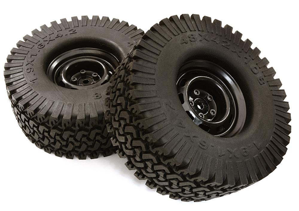 C27253BLACK Realistic Spoke Off-Road 1.9 Size Wheel & All Terrain Tire (2) (O.D.=110mm) - Image 1