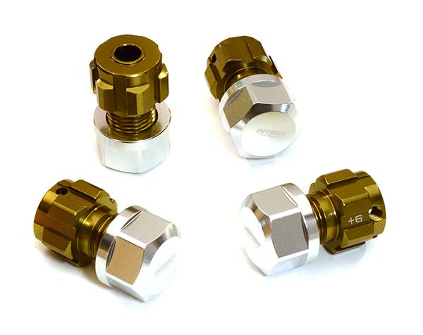 C27267SILVER Billet Machined 17mm Wheel Hex (4) +6mm Offset for T-Maxx, 1/10 Revo & Summit - Image 1