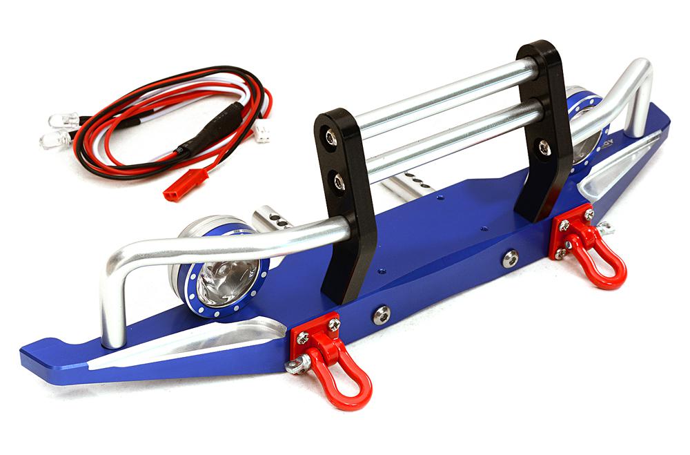 C27283BLUE Billet Machined Alloy Front Bumper w/ LED(2) for Axial 1/10 SCX10 II 43mm Mount - Image 1