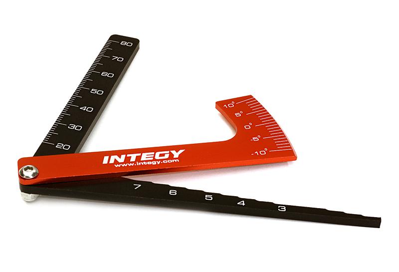 C27287RED Aluminum Alloy Ruler, Ride Height 1.5-to-7mm & Camber Gauge for 1/10 Drift & TC - Image 1