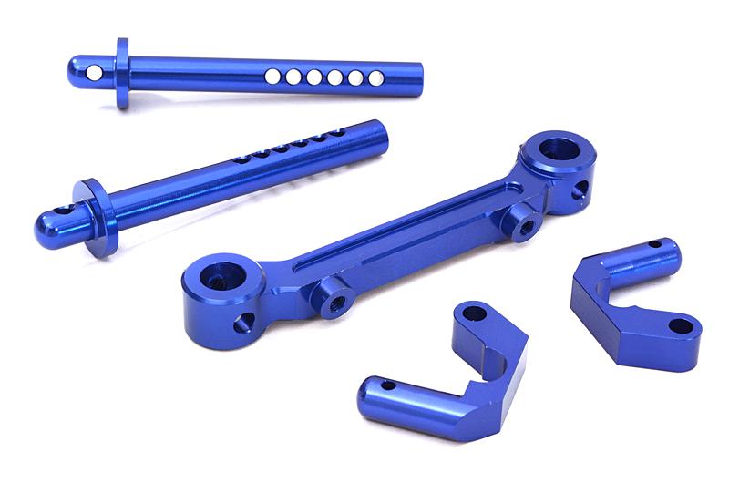 C27295BLUE Billet Machined Front Body Mount Bracket w/ Posts for Axial 1/10 Yeti Rock Racer - Image 1