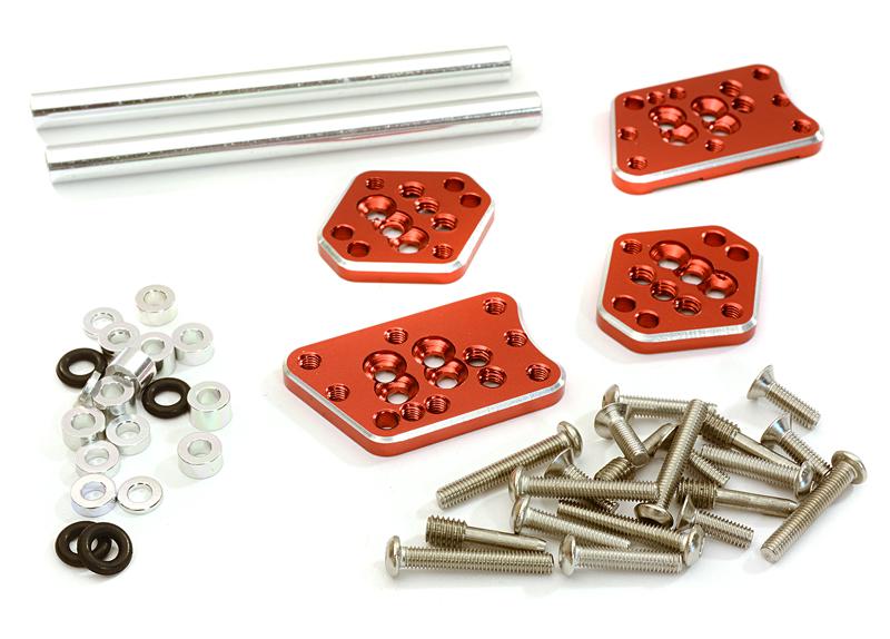C27306RED Billet Machined Adjustable Shock Mount Plate (4) for Axial 1/10 SCX10 II - Image 1