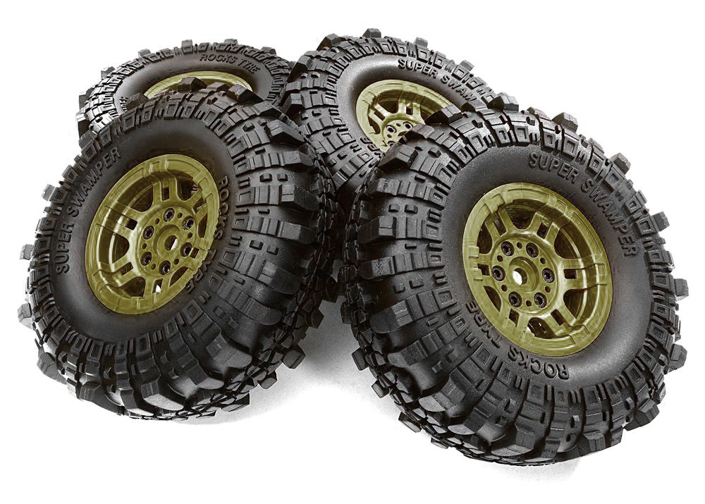 C27410MILGREEN Composite Dual 6 Spoke Off-Road 1.9 Size Wheel & Tire (4) (O.D.=110mm) - Image 1