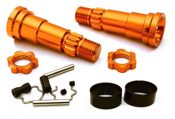 C27464ORANGE Billet Machined +6mm Ext. Stub Axles for C27070, C27071 & C27072 - Image 1
