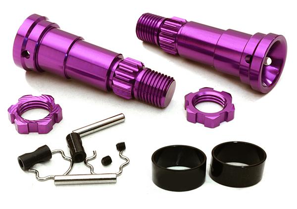C27464PURPLE Billet Machined +6mm Ext. Stub Axles for C27070, C27071 & C27072 - Image 1