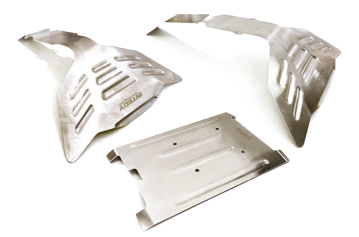 C27477SILVER Stainless Steel (Raw) Skid Plate Kit for Traxxas 1/10 E-Revo (-2017) & Summit - Image 1