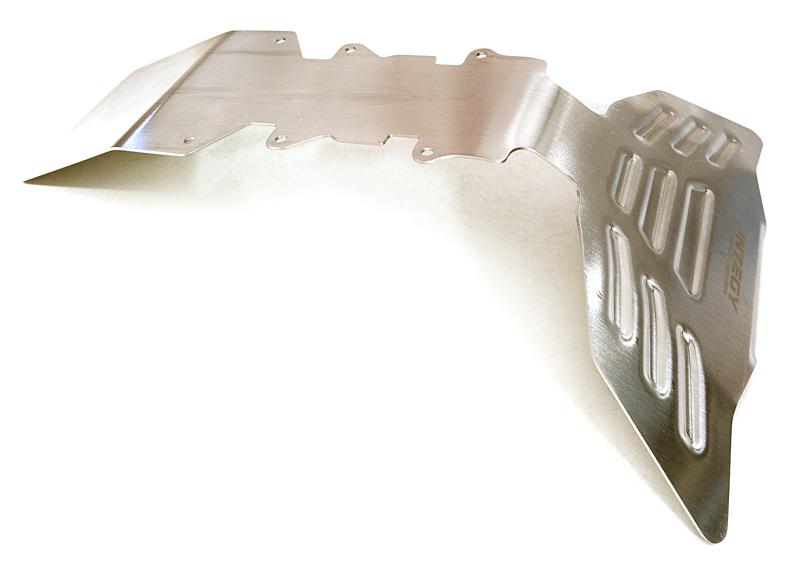 C27481SILVER Silver Stainless Steel (Raw) Rear Skid Plate for Traxxas 1/10 Scale E-Maxx - Image 1