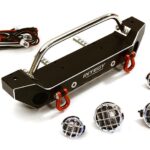 Realistic Alloy Machined Scale Front Bumper w/LED Lights for Axial 1/10 SCX10 II