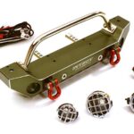 Realistic Alloy Machined Scale Front Bumper w/LED Lights for Axial 1/10 SCX10 II