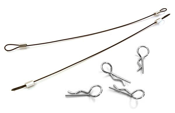 C27665BLACK Secured Body Clip (4) with 140mm Retainer Link for 1/10 Off-Road Crawler - Image 1