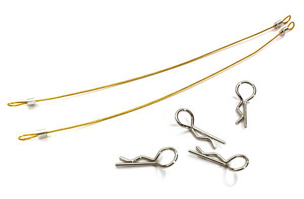 C27666GOLD Secured Body Clip (4) with 160mm Retainer Link for 1/10 Stampede & Rustler - Image 1