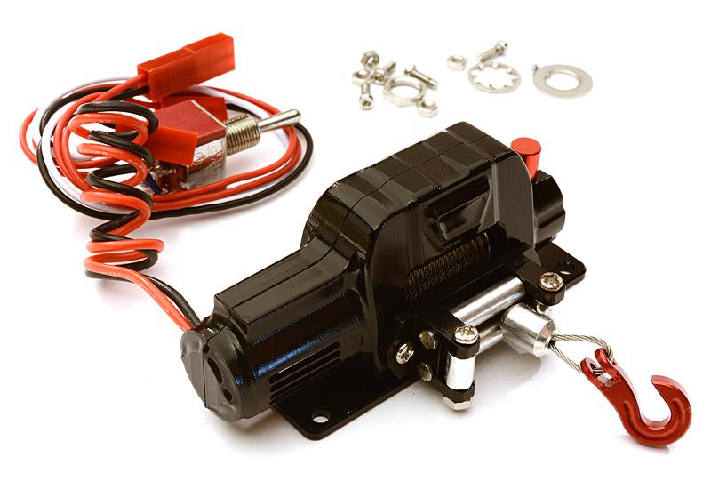 C27932BLACK Billet Machined Realistic Power Winch for Scale Rock Crawler 1/10 Size - Image 1
