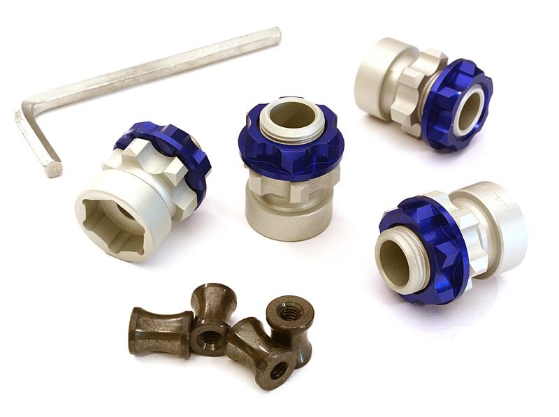 C27942BLUE Billet Machined 17mm Hex Wheel Hub +10mm Offset (4) for Traxxas 1/10 Slash 4X4 - Image 1