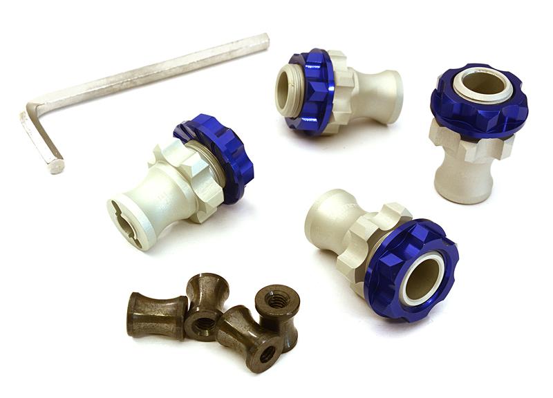 C27943BLUE Billet Machined 17mm Hex Wheel Hub +13mm Offset (4) for Traxxas 1/10 Slash 4X4 - Image 1