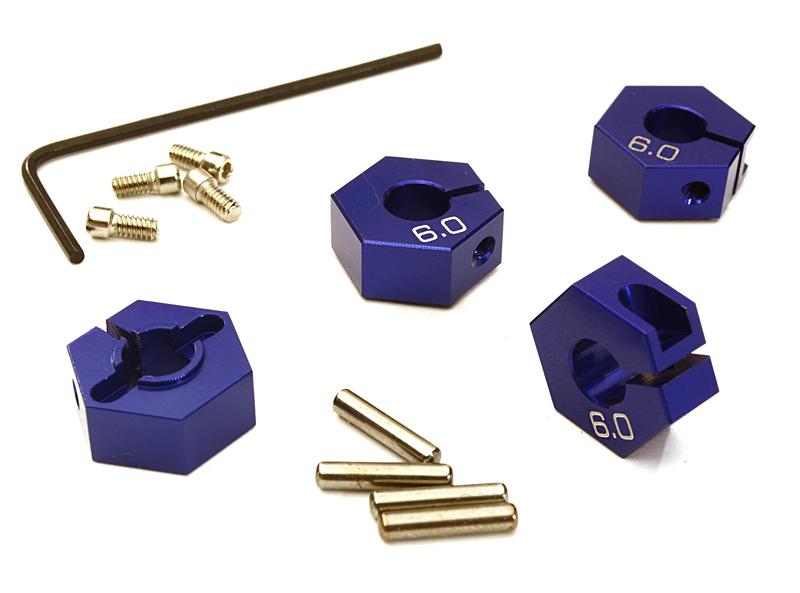 C27944BLUE 12mm Hex Wheel (4) Hub 6mm Thick for Traxxas 1/10, Axial, Tamiya, Drift & TC - Image 1